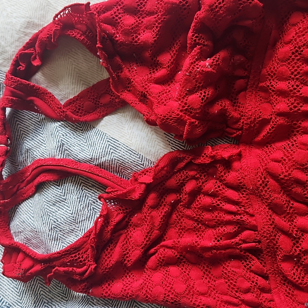 Jantzen Red Lace Flirty Swimdress - Picture 3 of 7